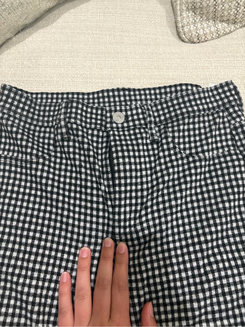 American Eagle Outfitters Black & White Gingham Wide-Leg Pants - Picture 4 of 5